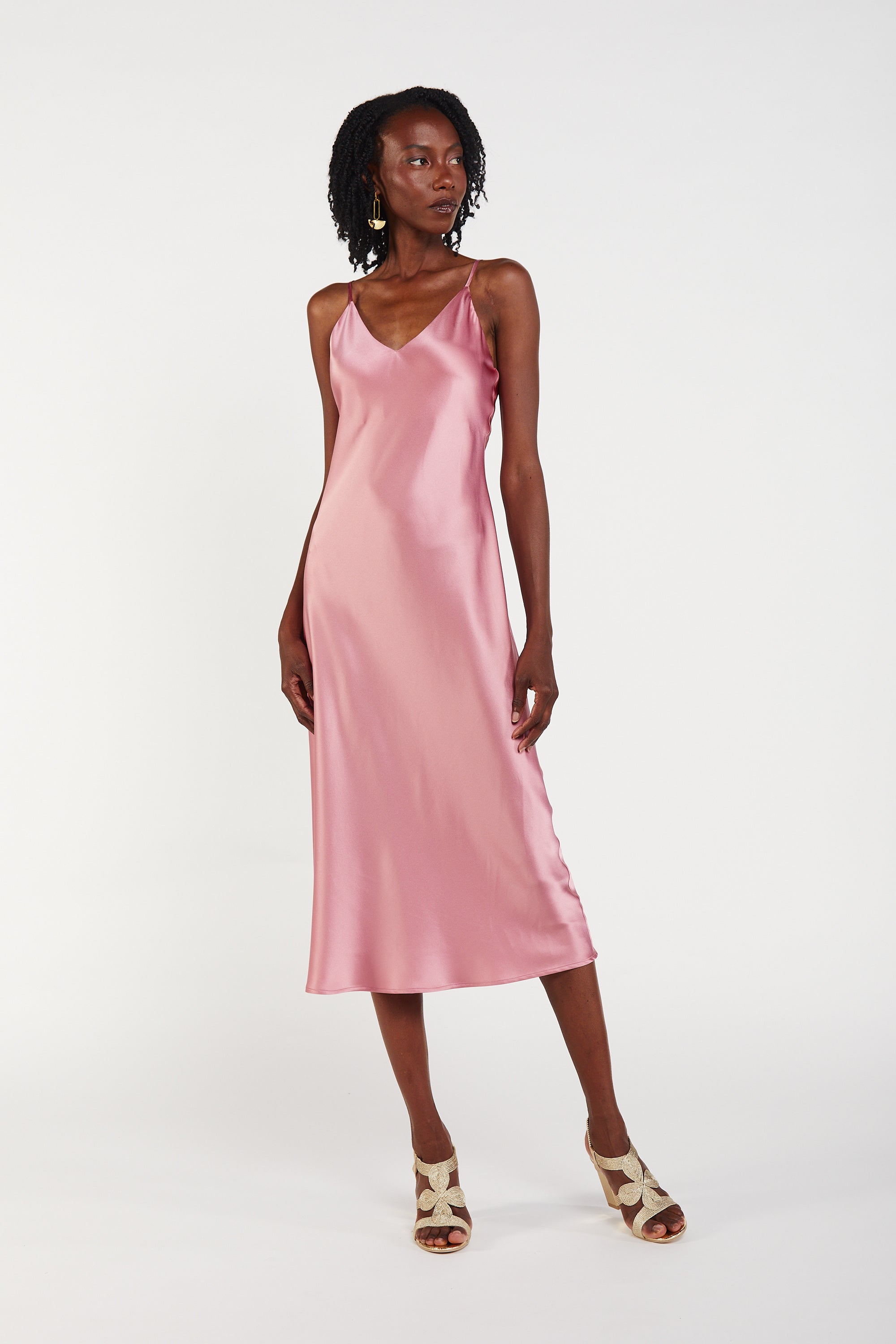 ワンピース ETMON Slip Shirring Pleats Dress, Rose Pink ETMON Slip Shirring Pleats Dress, Rose Pink (ETMON