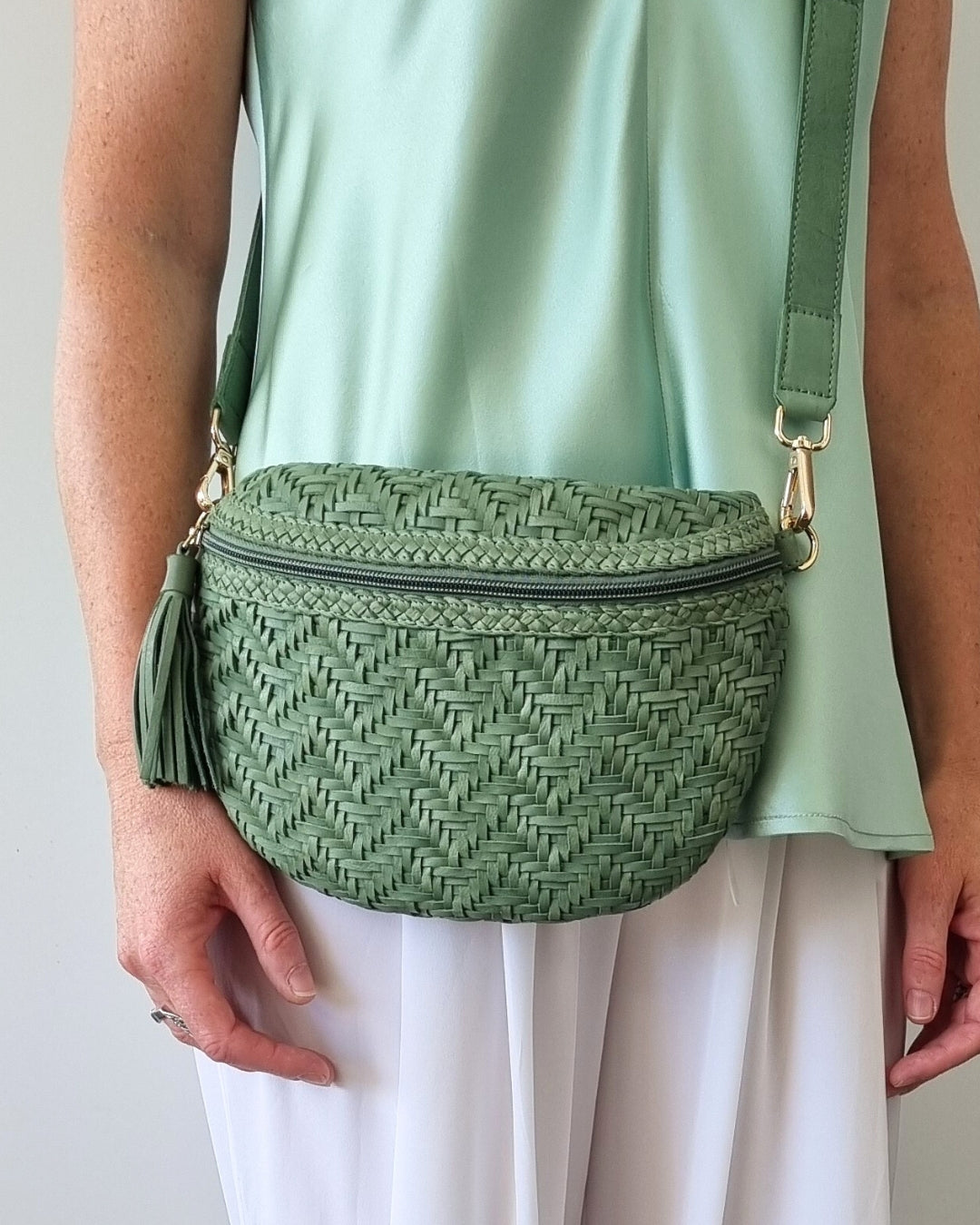 Green Leather Cross-body Bag