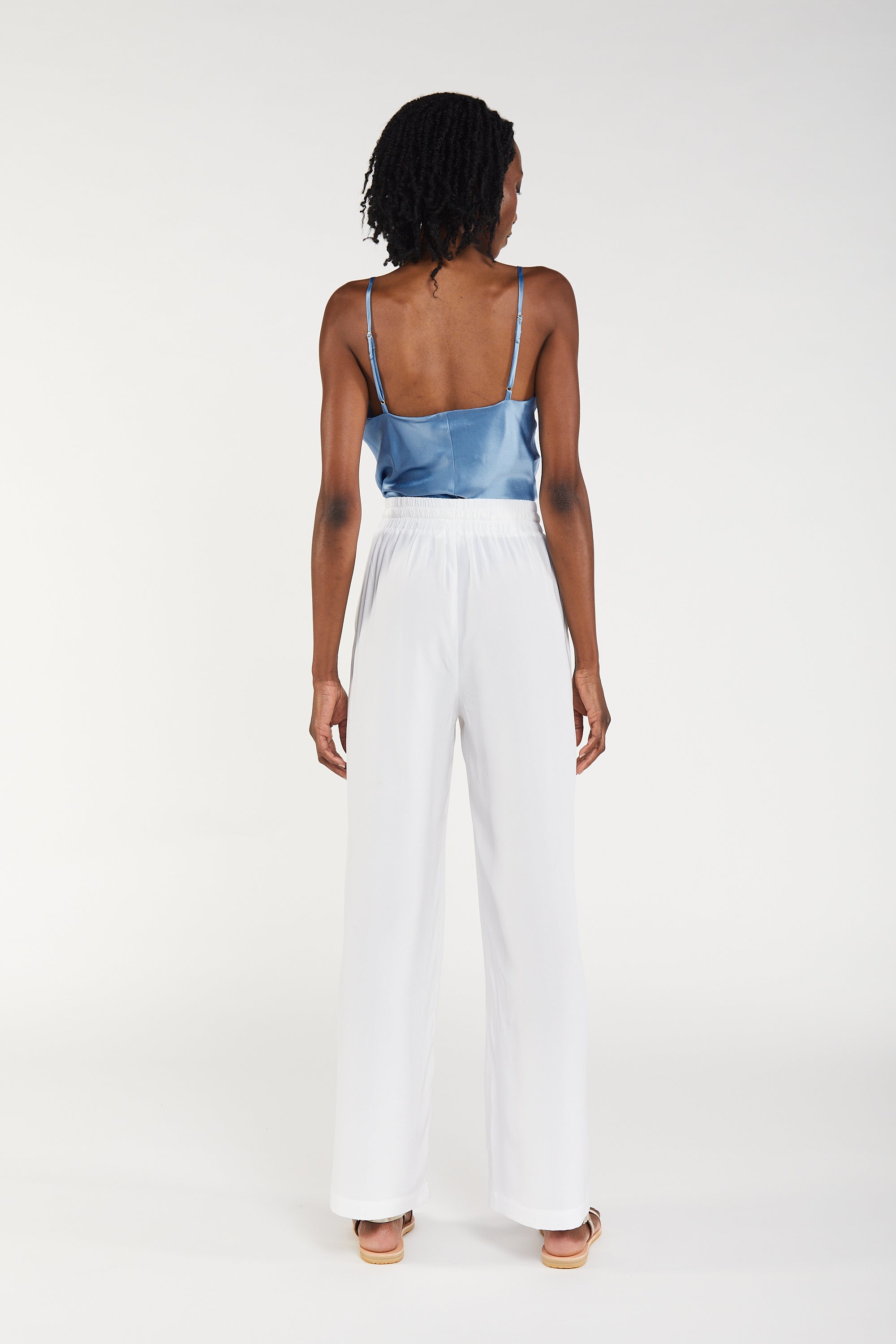 Lumina Royale – 100% Silk Crepe de Chine White Pant - Elise Seren