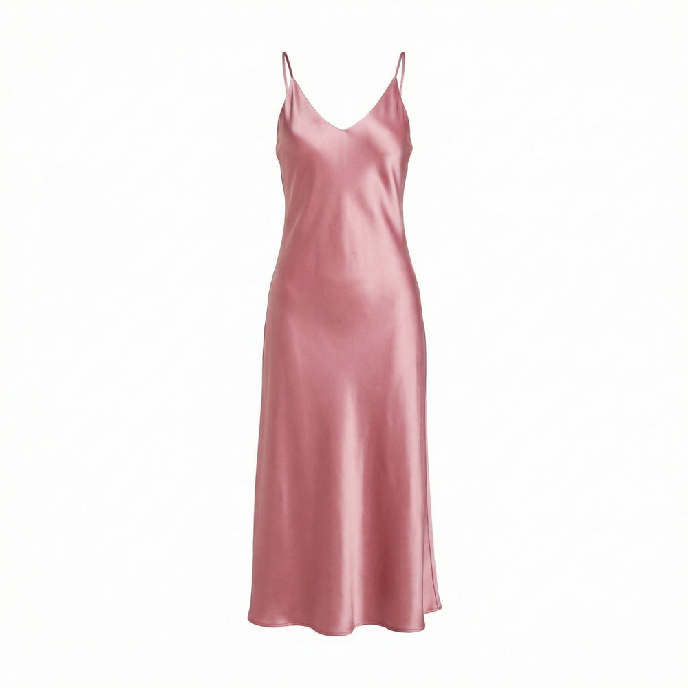 Kintsugi Pink – 100% Silk Charmeuse Midi Slip Dress Kintsugi Pink – 100% Silk Charmeuse Midi Slip Dress