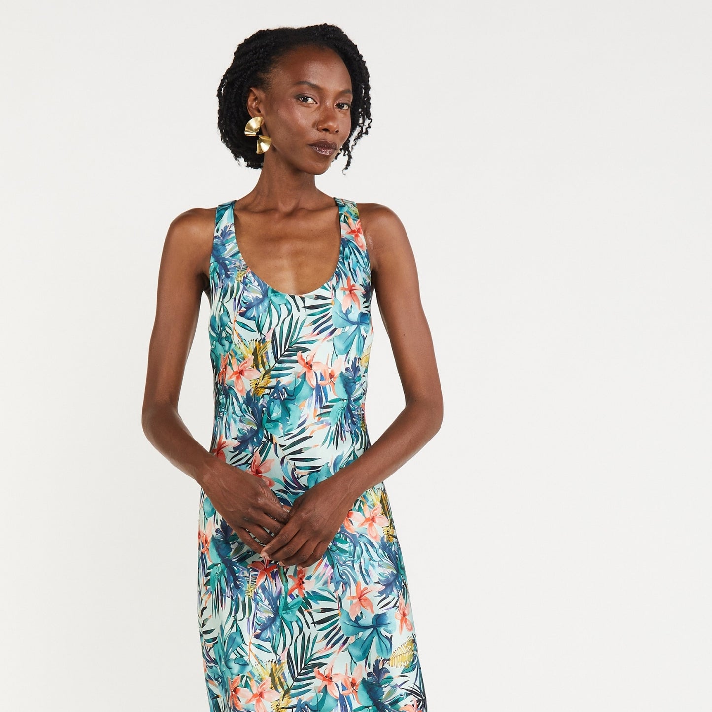 Tropicana – 100% Silk Charmeuse Midi Slip Dress
